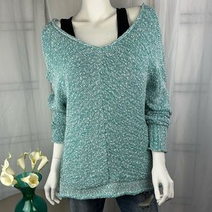Free People | Teal Oversized Knit Sweater | Large